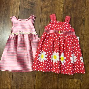 Bluberri dark coral and white Striped and Polka Dot with daily details dresses